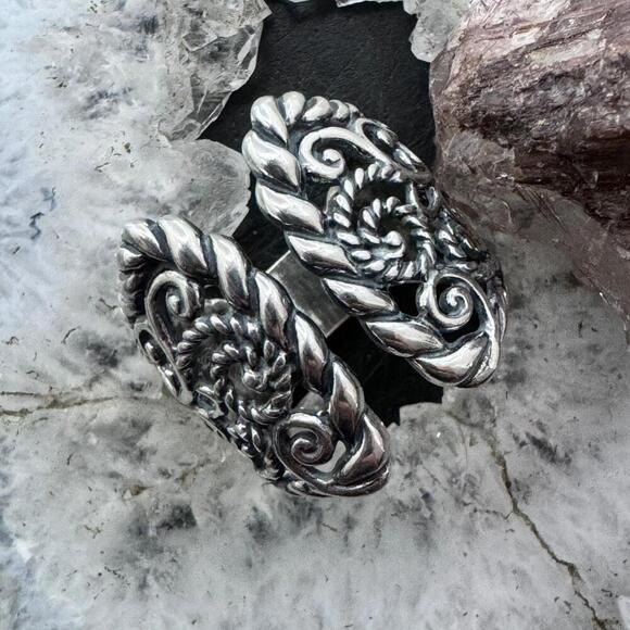 Carolyn Pollack Sterling Silver Decorated Engraved Adjustable Ring S 9 For Women - Picture 1 of 10